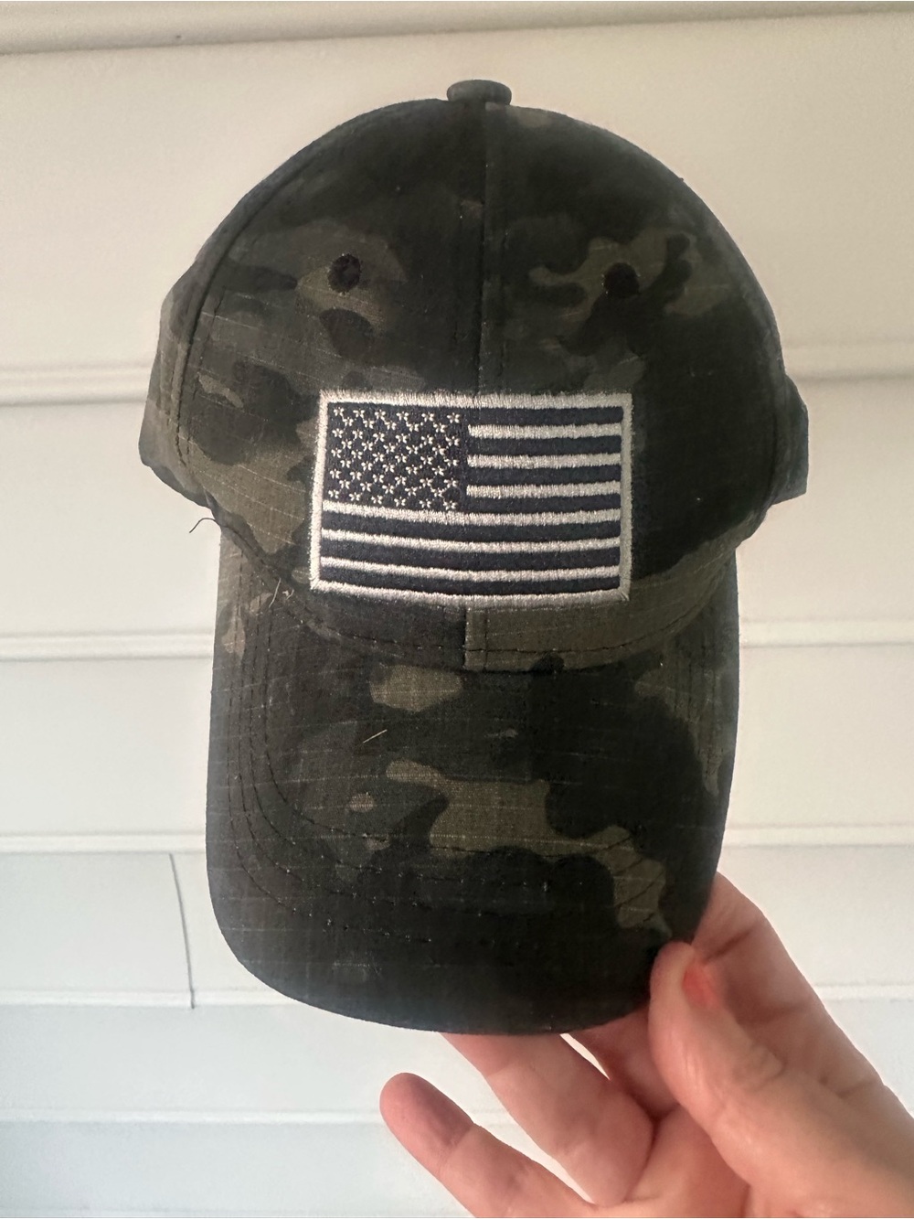 Men's Camouflage American Flag Baseball Cap - Black/Green